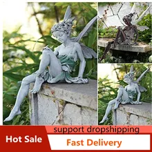 

New Tudor And Turek Sitting Fairy Statue Garden Ornament Resin Craft Landscaping Yard Decoration Home Garden Decoration Outdoor