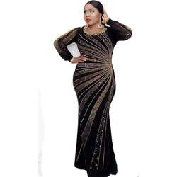 Islamic Muslim Hijab Dresses Abaya Rhinestone Style Women Derss African Dress