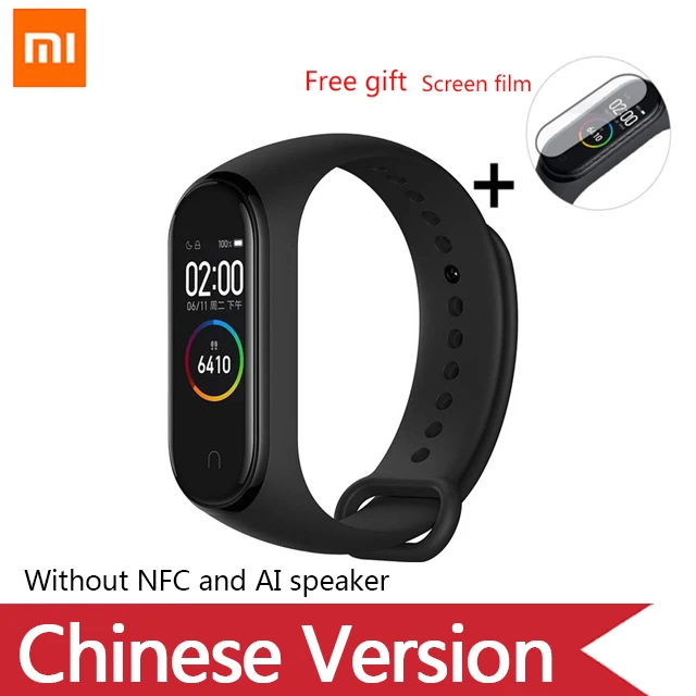 Глобальная версия, Xiaomi mi-браслет 4 mi Band 4, музыкальный цветной экран, фитнес-частота сердечных сокращений, Bluetooth 5,0, умные часы, Russina - Цвет: Chinese Version