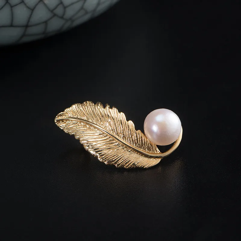 Sterling Silver Leaf Pin with Gold Plating