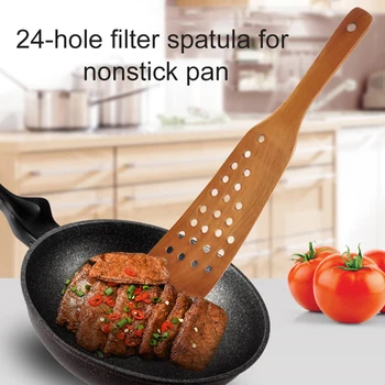 

24-hole Wooden Hangable Spatula Shovel Non-stick Pan Rice Drain Spoon Spatula Cookware Slotted Turner Spatula For Kitchen Tools