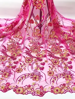 

african lace fabric 2019 high quality lace french mesh fabric with bead and stones nigerian lace fabrics for dress