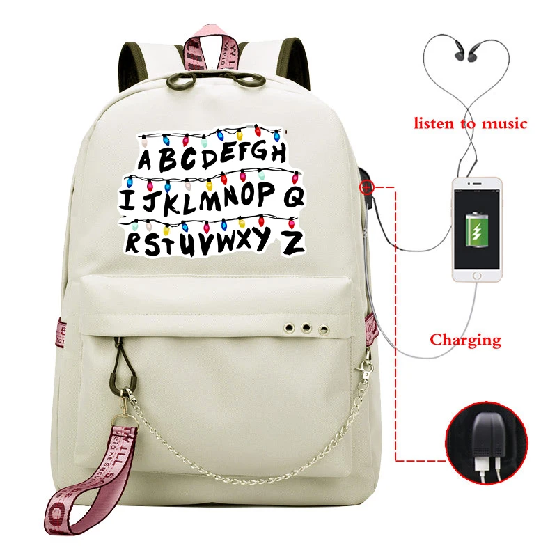 Очень странные дела печатных рюкзак для девочек-подростков сумка Mochila наклейка буквы дизайн plecak ноутбука рюкзак для путешествий школьный сумки Mochila Mujer