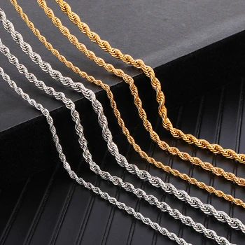 

US7 3MM/4MM/5MM Rope Chain Link 316L Stainless Steel Necklace Link Chains Twist Necklaces for Women Men Jewelry