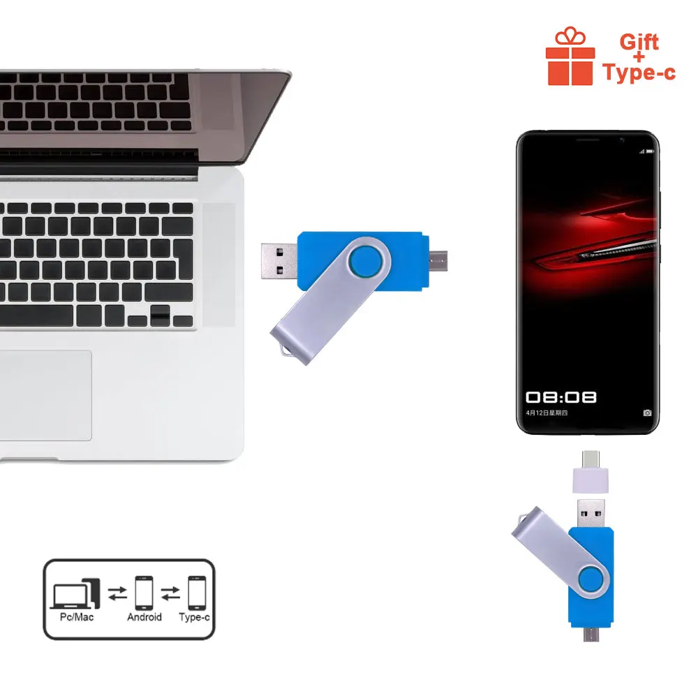 Многофункциональный ОТГ USB флеш накопитель с логотипом на заказ для смартфонов