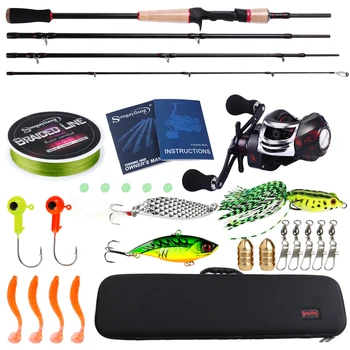 

Sougayilang 2.1M Fishing Rod Combos 4Sections Carbon Fiber Casting Fishing Pole Casting Reel Fishing Carrier Bag Lure line Sets