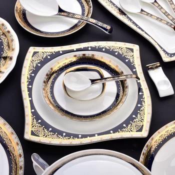 

1PC Ceramic Serving Dishes High-end Bone China Plates Dinnerware Dish Serving Plate