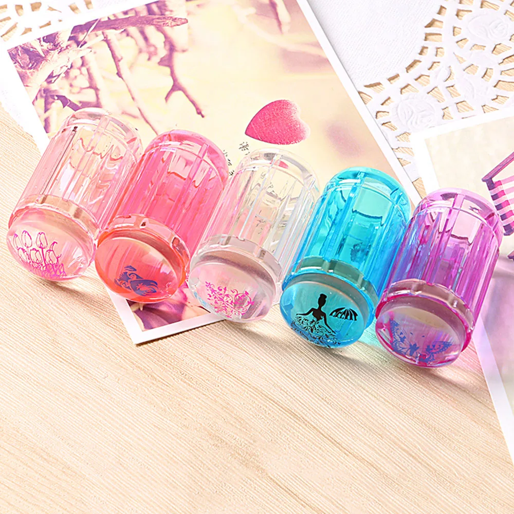 

1PC Nail Art Templates Pure Clear Jelly Silicone Nail Stamper for Stamping Plate Scraper with Cap Transparent Nail Template #RD