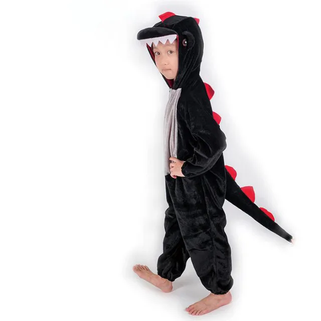 Kigurumis Animals Kids Anime Cosplay Costume Funny Suit School Party Student Play Games Onesies Performance Dinosaur Tiger Fancy black dinosaur