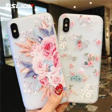 Uslion flor silicone caso de telefone para iphone 7 8 6 s plus xs max xr rosa floral caso para iphone 11 pro max x 5 se macio tpu capa(China)