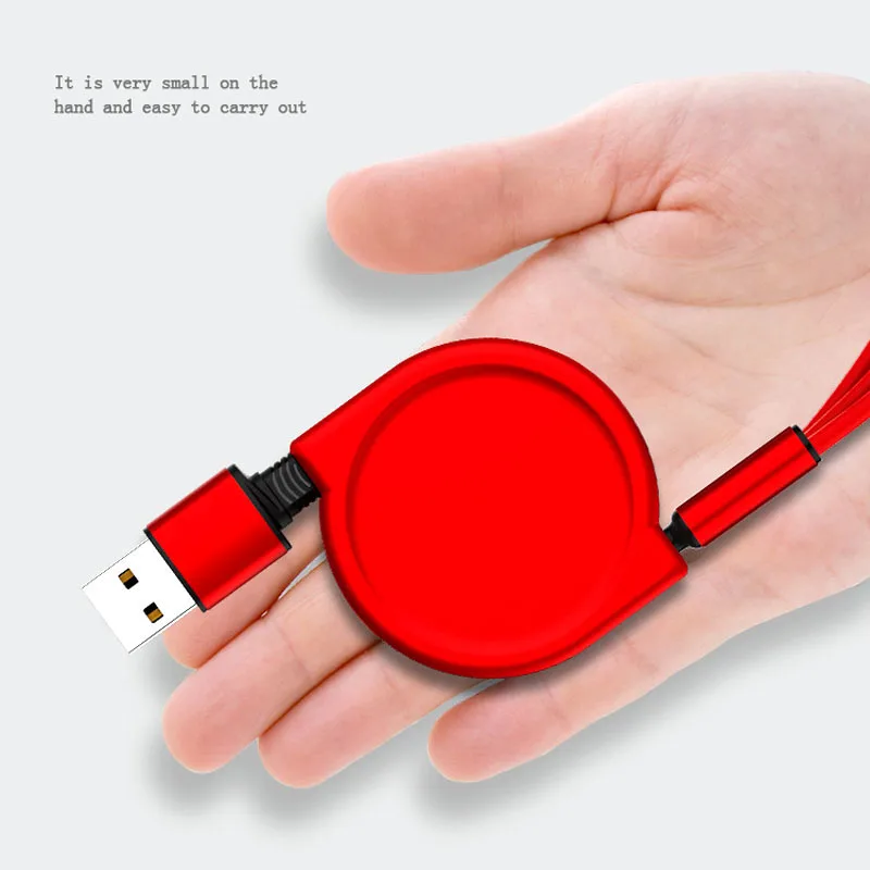 Многофункциональный 3 в 1 usb кабель универсальная Быстрая зарядка линия передачи данных для iPhone Android type-c Micro USB удлинитель для xiaomi - Цвет: Красный