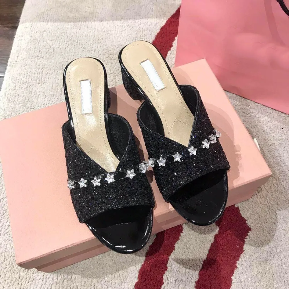 

2019 Sandals High Heel Women's Shoes Fashion Multicolor Wild Women's Shoes Banquet Shoes Sequin Luxury Designer Genuine Leather