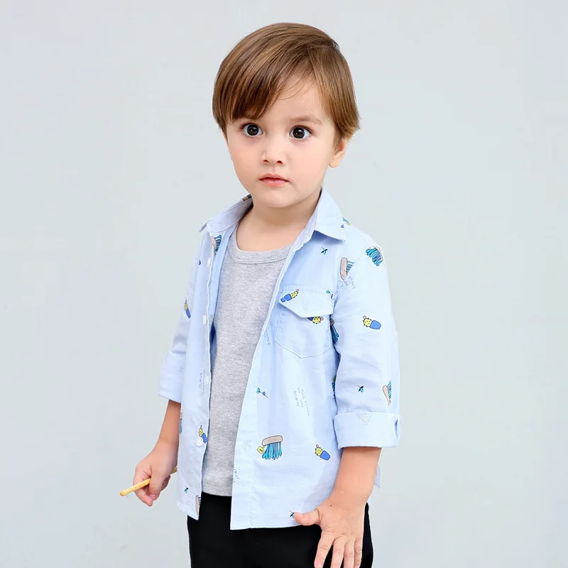 Осенние новые продукты в Корейском стиле детская одежда с изображением мультяшного автомобиля, принт, чистый хлопок, Детская рубашка с длинными рукавами, из вельвета, для мальчика универсальная рубашка