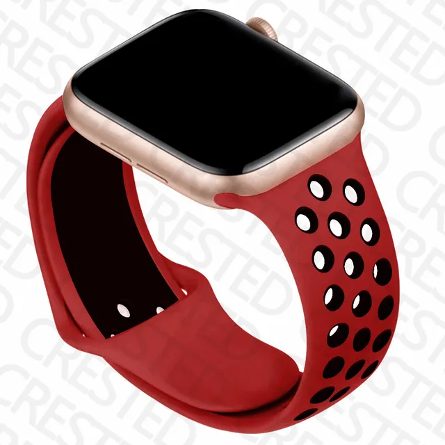 Silicone Strap For Apple Watch band 44mm 40mm iWatch 38mm 42mm Smartwatch watchband Bracelet Apple Watch 6 SE 5 4 3 Accessories red black 7