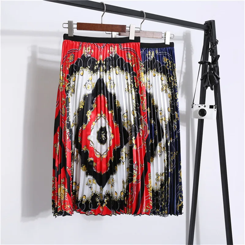 Плиссированная юбка в этническом стиле для девочек, длинная юбка с эластичной резинкой на талии, юбка с принтом Harajuku, Осенняя юбка Ins A Word