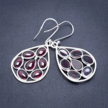 

Natural Amethyst Handmade Unique 925 Sterling Silver Earrings 1.75" A2179