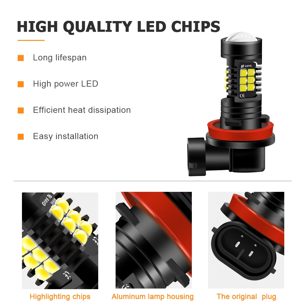 Автомобильная фара DRL H8 H9 H11 светодиодный противотуманный фонарь 9005 9006 H4 21SMD