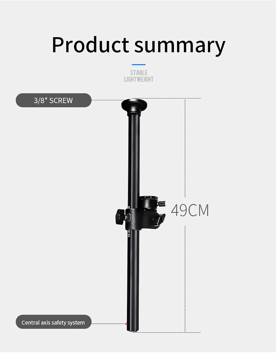 Manbily ZW-02 Регулируемый монопод 59 см Центральная колонна Axi горизонтальный стержень Крепление камеры Поворотный штатив фотографические аксессуары