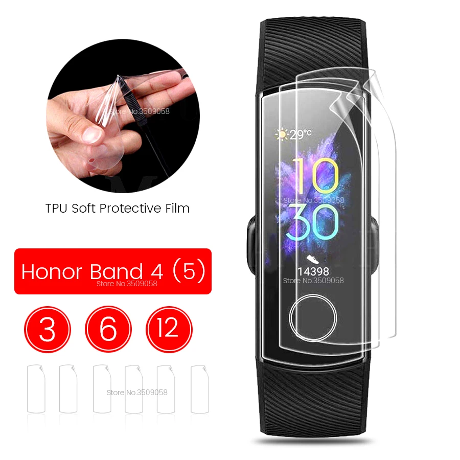 

12/6/3Pieces Soft TPU Protective Film For Huawei Honor Band 4 5 Smart Wristband Full Cover Screen Protector,Not Tempered Glass