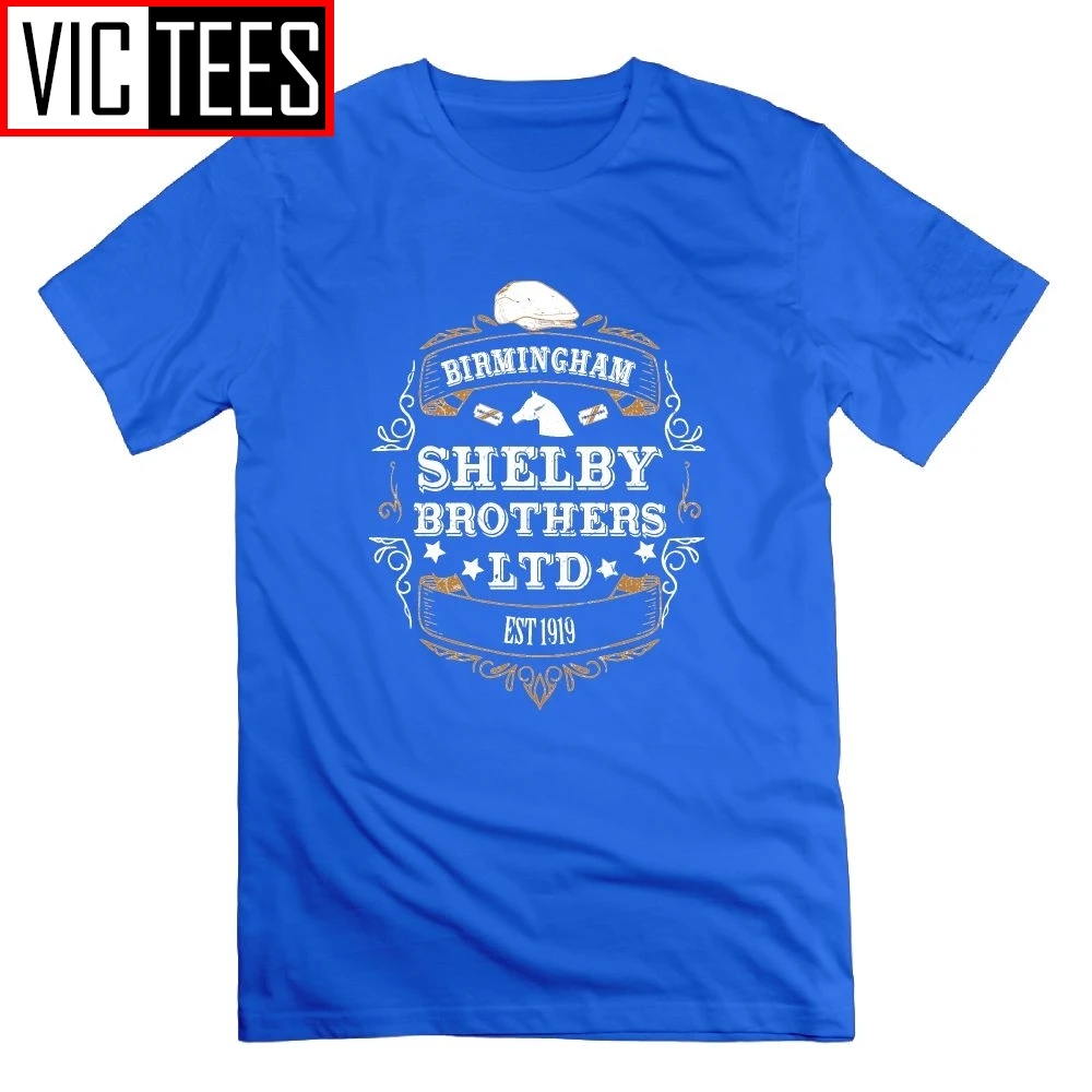 Peaky Blinders Tee Shirts Shelby Brothers LTD Short-Sleeve Men T Shirts Crew Neck High Quality Pure Cotton T-Shirts - Цвет: Синий