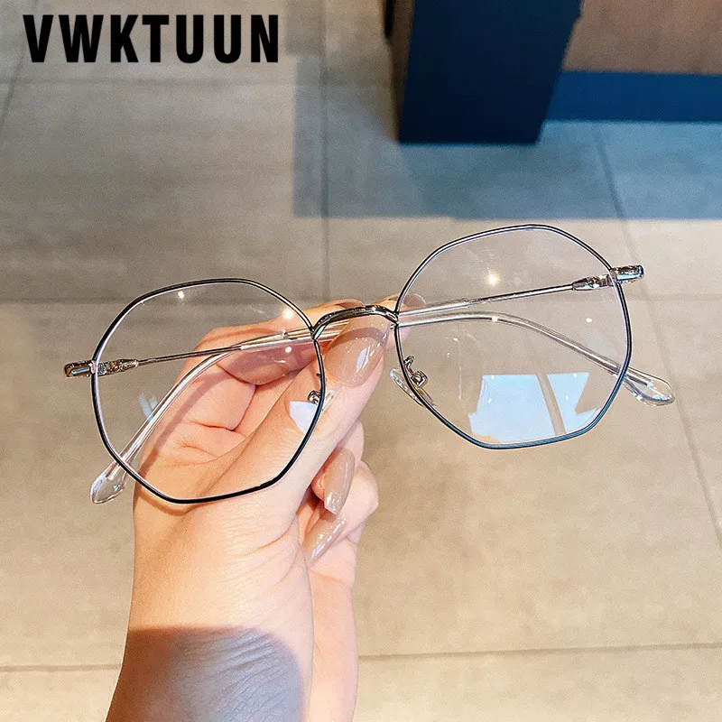

VWKTUUN Round Eye glasses Frames For Women Men Metal Myopia Glasses Frames Blue Light Blocking Glasses New Computer Glasses