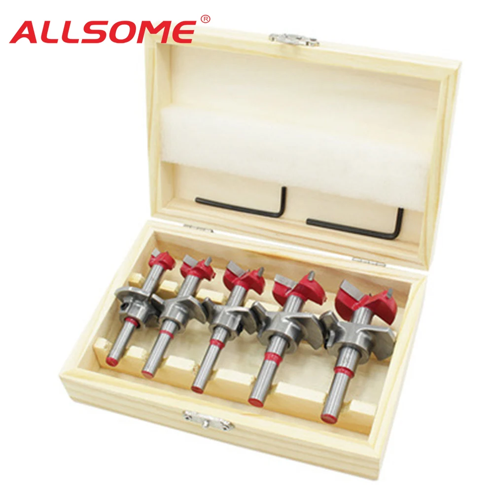 Набор сверл ALLSOME Drillpro Forstner комплект из 5 насадок 15 20 25 30 35 мм для древесного шнека