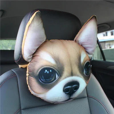 New Cute Animal Car Headrest Cool Dog Head Neck Rest Nap Cushion Pillow Waist Pillow With Core+Activated Carbon Cushions - Цвет: 22