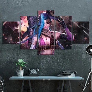

LOL Jinx League of Legends Game Posters MOBA Games Art Pictures Wall Paintings for Home Decor Wall Art,Unframed