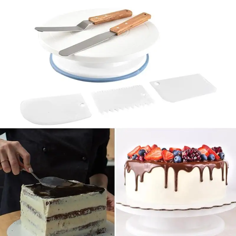 6 шт. Пластик DIY инструмент для приготовления тортов поворотный стол с скребками роторная основа нож для теста посуда для выпечки декоративные аксессуары