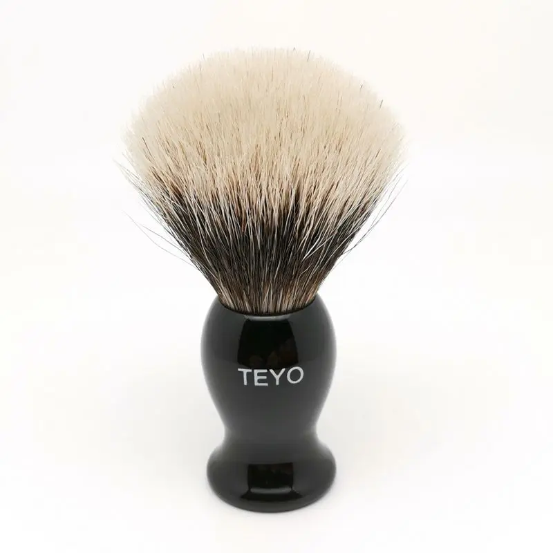 TEYO Shaving Brush of Two Band Silvertip Finest Badger Hair Perfect for Wet Shave Cream Beard Brush TEYO Shaving Brush of Two Band Silvertip Finest Badger Hair Perfect for Wet Shave Cream Beard Brush