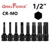 Drillforce 1/2" Drive Impact Hex Socket Bit H4/H5/H6/H7/H8/H9/H10/H11/H12/H13/H14/H15/H16/H17/H18/H19/H20/H21/H22/H24/H27/H30 1