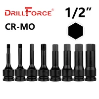 Drillforce 1/2" Drive Impact Hex Socket Bit H4/H5/H6/H7/H8/H9/H10/H11/H12/H13/H14/H15/H16/H17/H18/H19/H20/H21/H22/H24/H27/H30 1