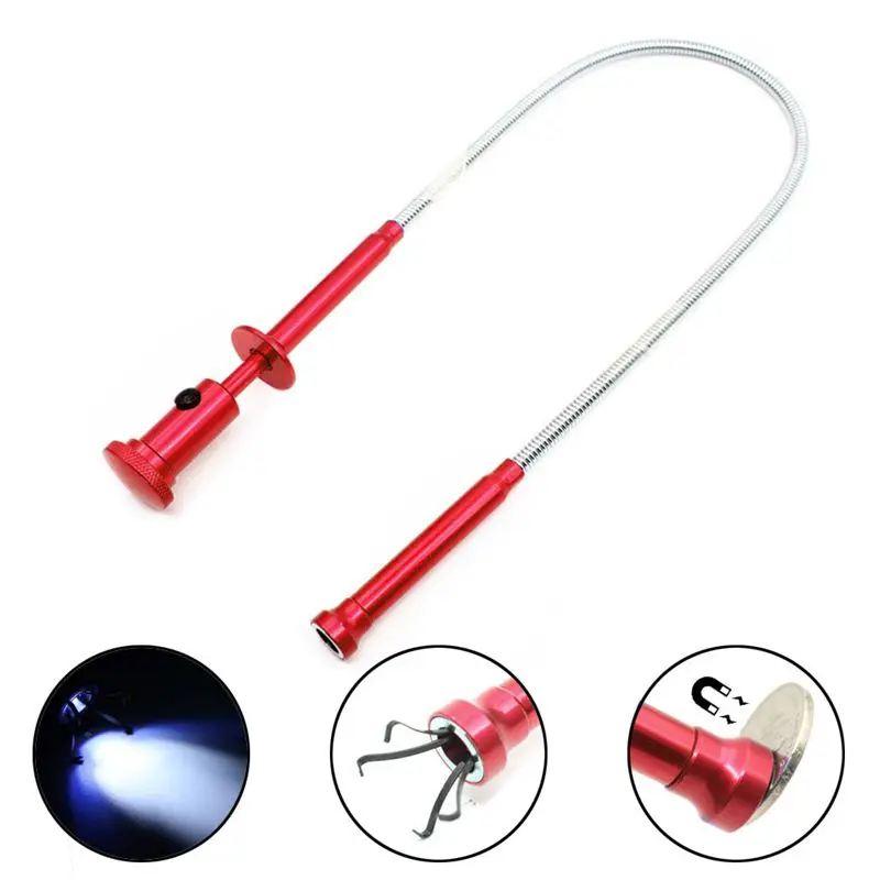 

Flexible Pick Up Tool ( Magnet + 4 Claw + LED Light ) Magnetic Long Spring Grip Home Toilet Gadget Sewer Cleaning Pickup Tools-r