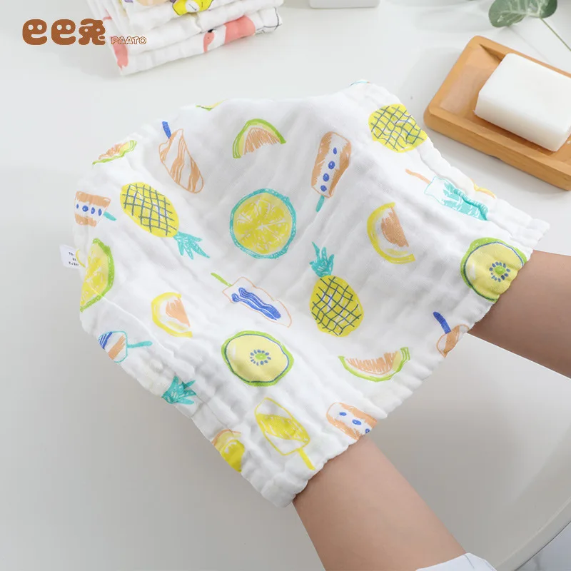  Baba Rabbit High Density 6-Layer Gauze Printed Pure Cotton Hand Towel Infant Baby Bibs with Hook 25
