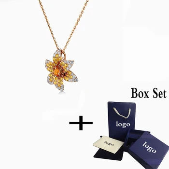 

SWA 2020 New Fashion Design Orange Lily Necklace Pendant, High Quality Jewelry Is A Unique Birthday Gift For Girlfriend