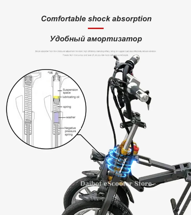 Daibot Электрический трехколесный скутер 3 колеса 14 дюймов электрический велосипед 350 Вт 48 В складной Быстрый электрический для велосипеда с сиденьем