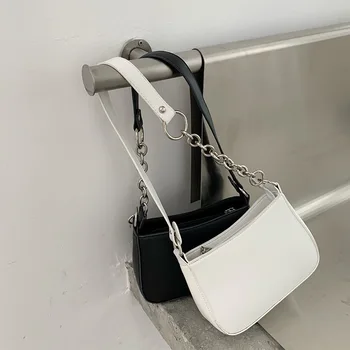 

gu lan Fairy Summer Korean-style Joint Metal Packet Ring Armpit Package Baguette Bag pu bao Online Celebrity Handbag Female Fash