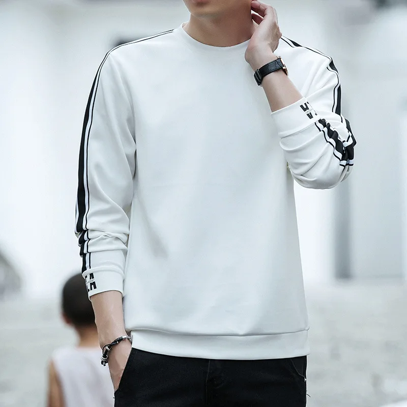

Men Sweatershirt Hoodies 2019 Autumn Casual Solid color Print Stripe Plus size tops