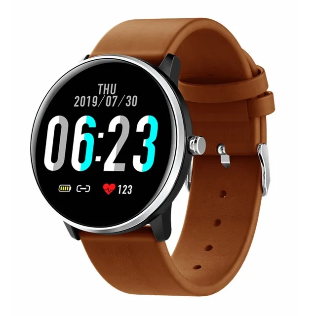 MX6 Смарт-часы мужские кровяное давление монитор сердечного ритма IP68 водонепроницаемые спортивные часы многоязычные женские умные часы - Цвет: Brown Leather
