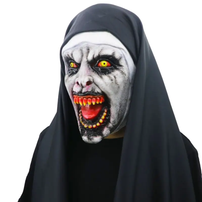 

Halloween Horror Latex Nun Mask Full Face Covered With Headscarf For Adults And Children Cosplay Prank Props