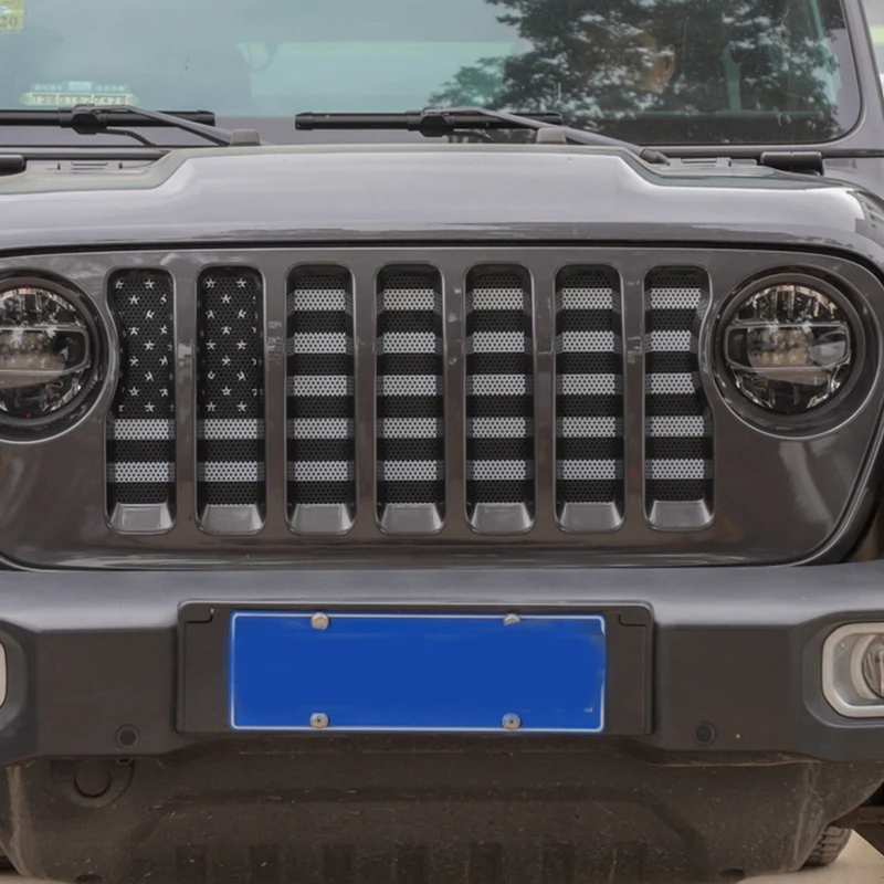 Передняя решетка, сетчатая вставка, ошибка, экран, вставка, решетка для Jeep Wrangler JL JLU-, автомобильные аксессуары
