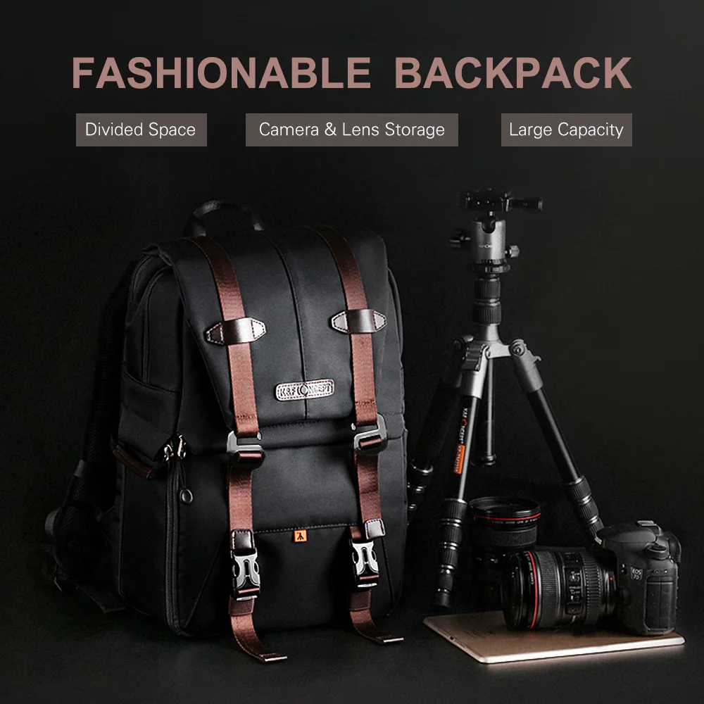 K&F Concept Mochila para cámara profesional, 03 Negro-rojo, Moda