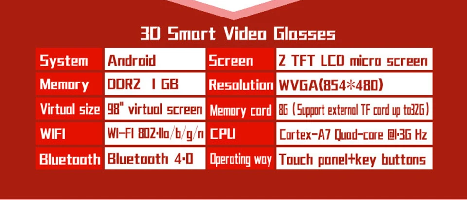 K600S New FPV 3D video glasses Android4.4