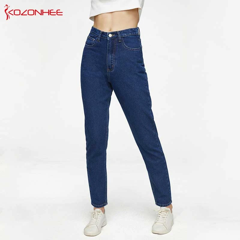 Navy blue mom jeans Clearance