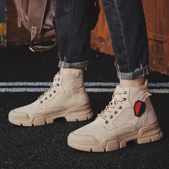 

2019 New Casual Boots Men Mid-Top Men Leather Boots Good Quality Sneakers Boots For Men Brand Fashion Boot Mens Size 38-44