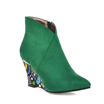 

Boots Women's Winter Sweet Printed Pointed-Toe Scrub Boots Sexy Slanted Heel High-Heel Short Boots Size Code Ankle Boots Short B