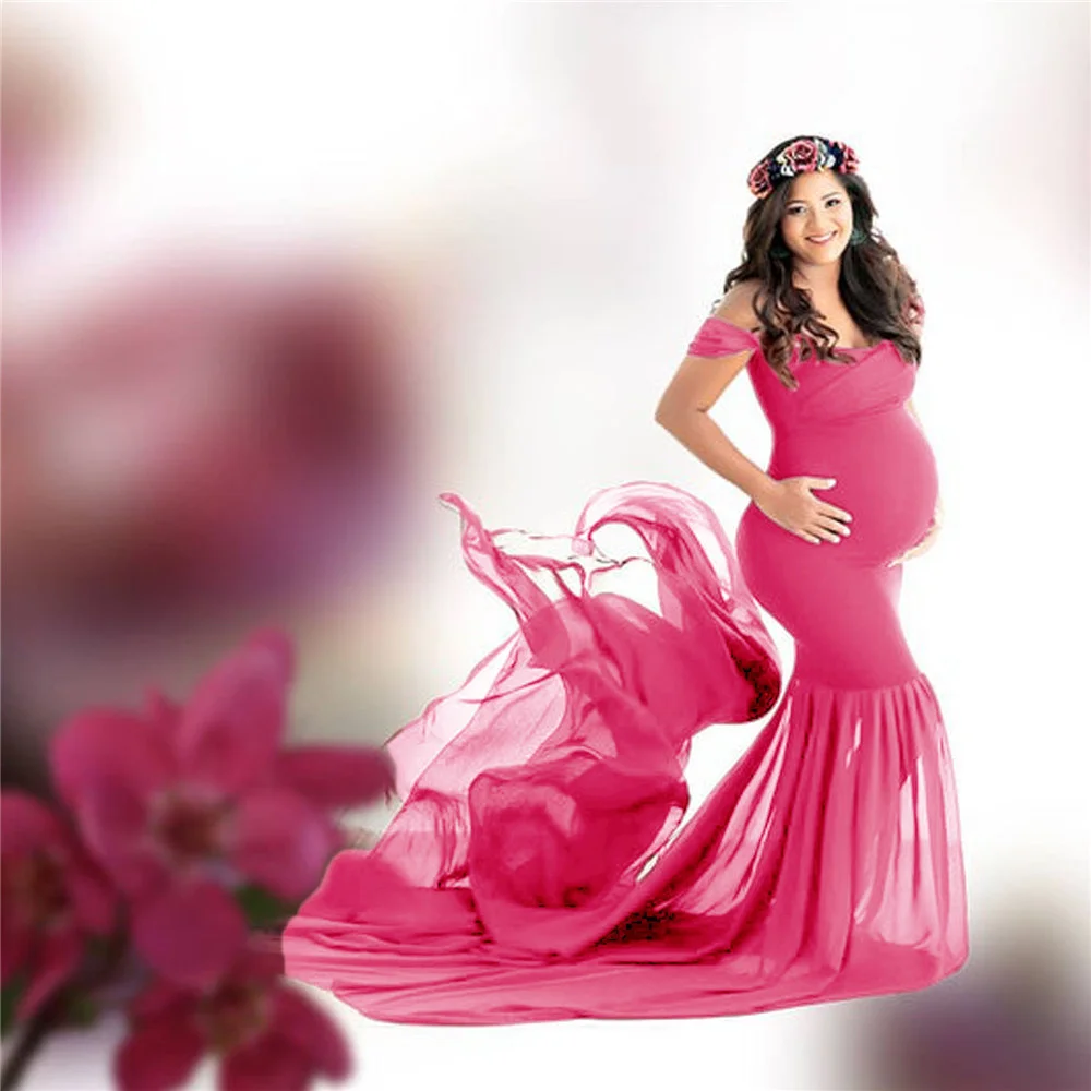 Long Maternity Photography Props Pregnancy Dress For Photo Shooting Off Shoulder Pregnant Dresses For Women Maxi Maternity Gown (2)