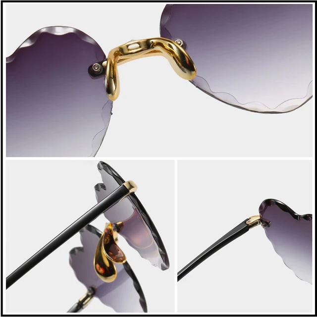 HOOBAN 2020 Fashion Heart Shape Women Sunglasses Brand Designer Lovely Rimless Sun Glasses For Female Vintage Pink Ladies Shades 6