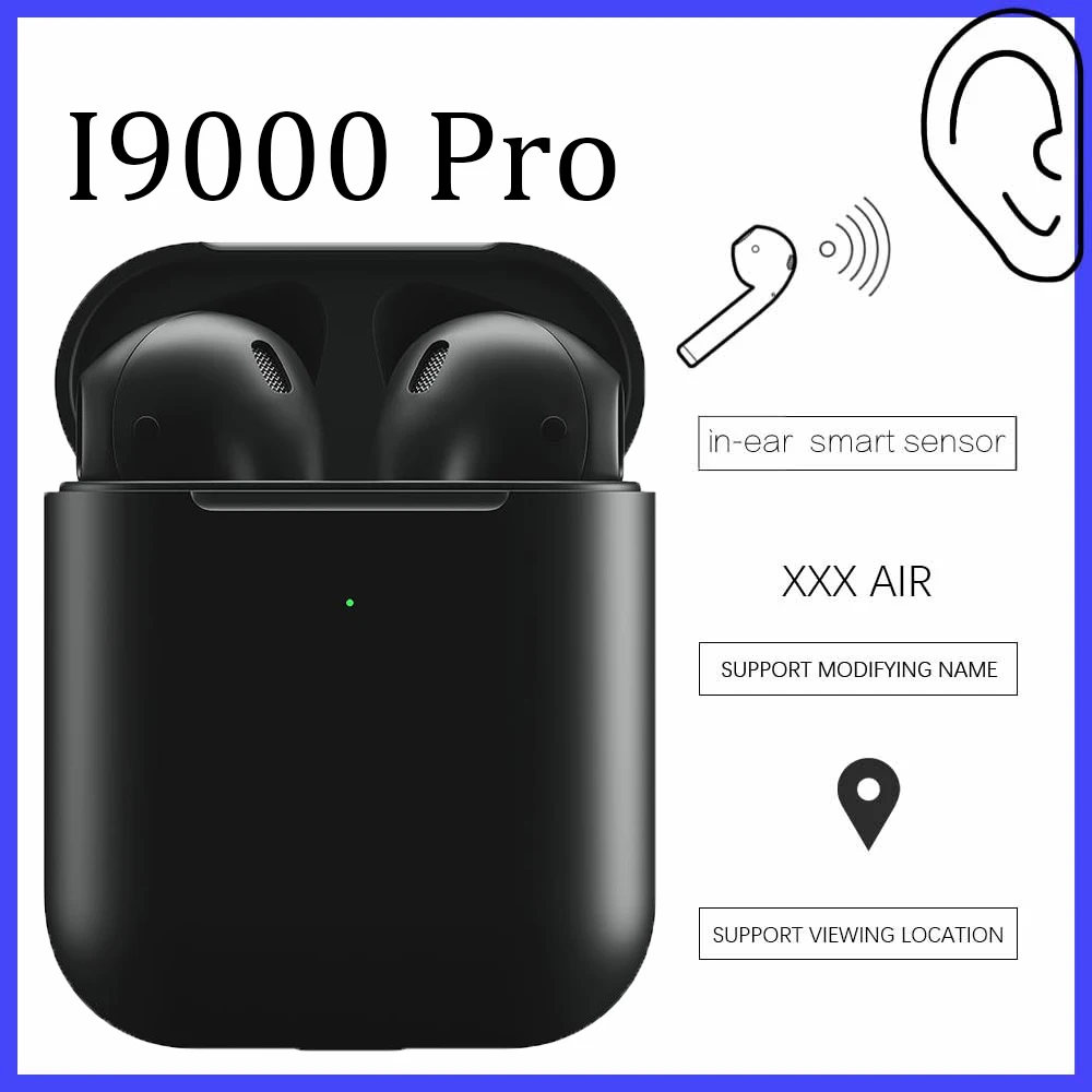 

Original i9000 Pro Tws Matte Black Bluetooth Earphones Super Copy 1:1 Air 2 3 1536U Chip H1 W1 Wireless Headphones PK I10000 MAX