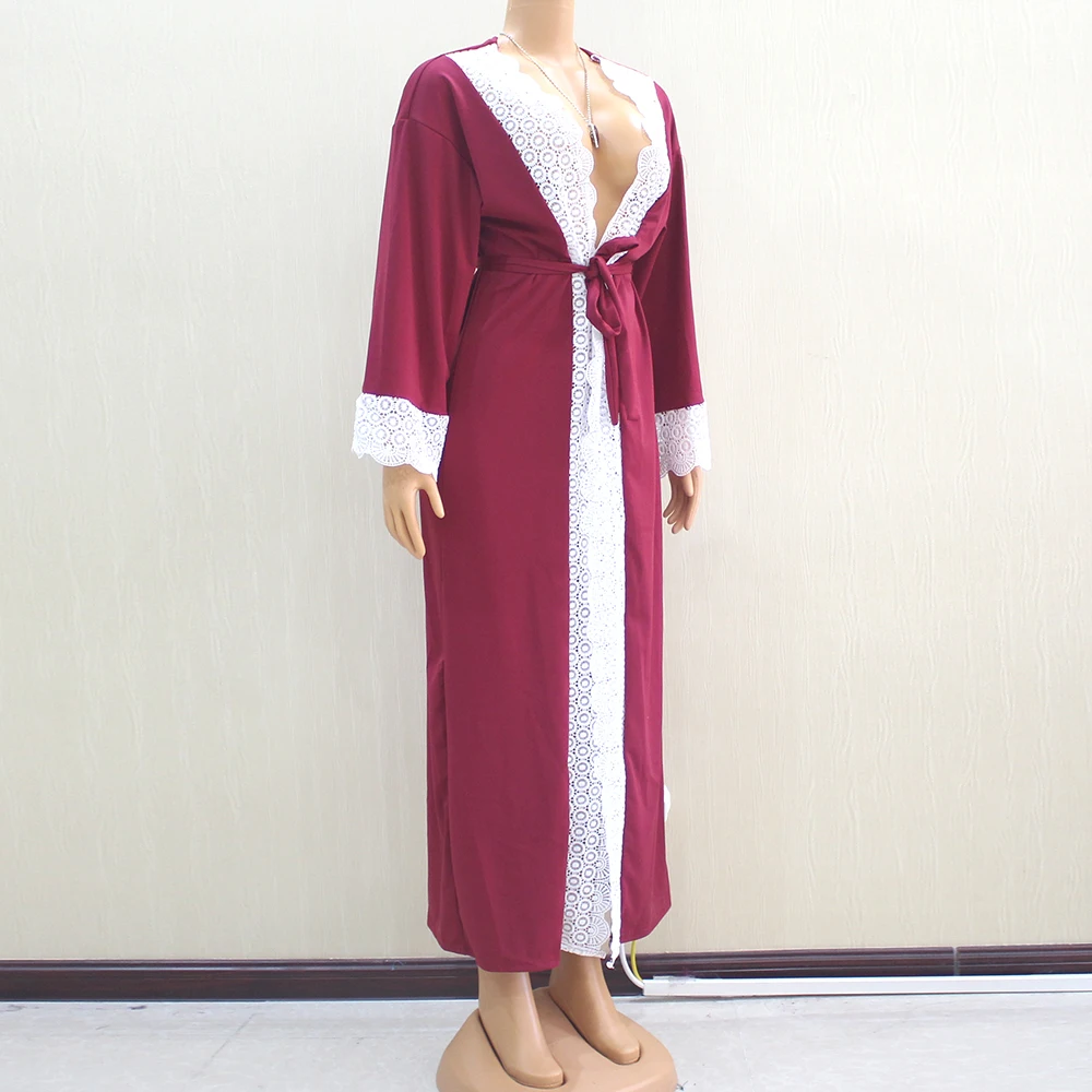 Арабский Мусульманский кружевной однотонный кардиган abaya для женщин